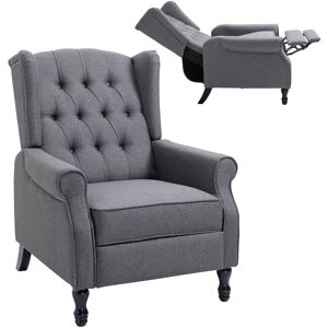 Homcom Manual Reclining Armchair Recliner With Footrest Grey Homcom Manual Reclining Armchair Recliner With Footrest Grey
