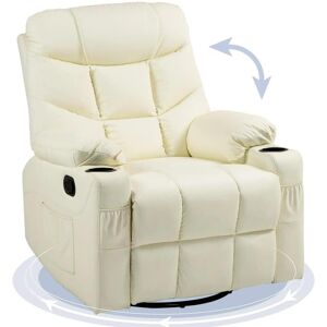Homcom Manual Recliner Chair Footrest Cup Holder Swivel Base 86x93x102cm Cream Homcom Manual Recliner Chair Footrest Cup Holder Swivel Base 86x93x102cm Cream