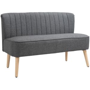 Homcom Linen-Feel Double Sofa W/ Wood Frame Padding Back, Grey Homcom Linen-Feel Double Sofa W/ Wood Frame Padding Back, Grey