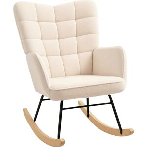 Homcom Wingback Rocking Chair For Nursing W/ Steel Frame Beige Homcom Wingback Rocking Chair For Nursing W/ Steel Frame Beige