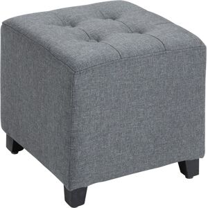 Homcom Linen-Look Square Ottoman Footstool Button Tufts Wood Frame Padding Grey Homcom Linen-Look Square Ottoman Footstool Button Tufts Wood Frame Padding Grey