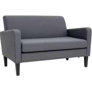 Homcom Linen Modern-Curved 2-Seat Sofa Loveseat W/ Thick Cushion Wood Legs Grey Homcom Linen Modern-Curved 2-Seat Sofa Loveseat W/ Thick Cushion Wood Legs Grey