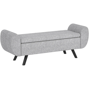 Homcom Storage Ottoman With Armrest Upholstered Linen Storage Bench Dark Grey Homcom Storage Ottoman With Armrest Upholstered Linen Storage Bench Dark Grey