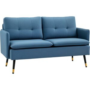 Homcom Modern Upholstered Two Seater Sofa For Bedroom Living Room Dark Blue Homcom Modern Upholstered Two Seater Sofa For Bedroom Living Room Dark Blue