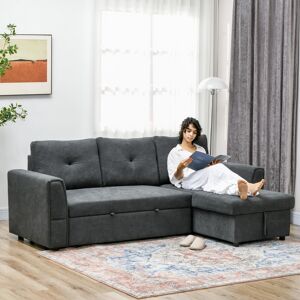Sofa Bed 3 Seater Convertible Pull Out Sofa With Storage, Dark Grey Homcom Sofa Bed 3 Seater Convertible Pull Out Sofa With Storage, Dark Grey Homcom