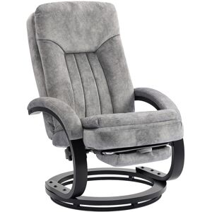 Homcom Manual Recliner Armchair With Footrest, Wooden Base, Grey Homcom Manual Recliner Armchair With Footrest, Wooden Base, Grey