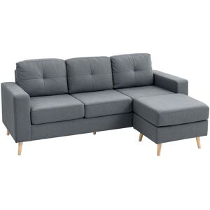 Homcom 3-Seater L-Shaped Linen Sofa: Sponge Cushions, Dark Grey , Refurbished Homcom 3-Seater L-Shaped Linen Sofa: Sponge Cushions, Dark Grey , Refurbished