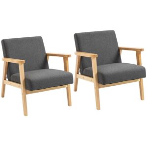 Homcom Set Of 2 Fabric Accent Chair W/ Rubber Wood Legs Padded Cushion Grey Homcom Set Of 2 Fabric Accent Chair W/ Rubber Wood Legs Padded Cushion Grey