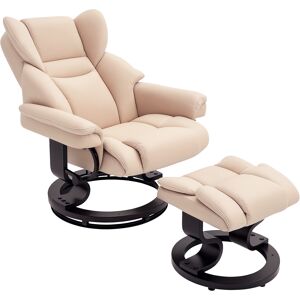 Homcom Pu Leather Manual Reclining Armchair Footstool Padded Seat Cream Homcom Pu Leather Manual Reclining Armchair Footstool Padded Seat Cream