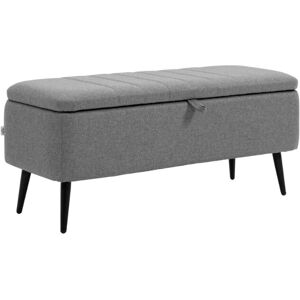 Homcom Storage Ottoman Bench Linen Fabric Footstool With Steel Legs Grey Seat Homcom Storage Ottoman Bench Linen Fabric Footstool With Steel Legs Grey Seat