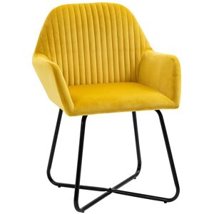 Homcom Modern Accent Chair Velvet-Feel Upholstered Lounge Armchair Yellow Homcom Modern Accent Chair Velvet-Feel Upholstered Lounge Armchair Yellow