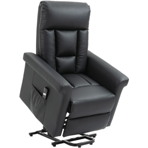 Homcom Power Lift Chair Pu Leather Electric Recliner With Side Pocket Black New Homcom Power Lift Chair Pu Leather Electric Recliner With Side Pocket Black New