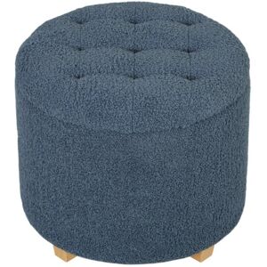 Homcom 45cm Round Ottoman With Storage, Lid, Cashmere Footstool, Blue Homcom 45cm Round Ottoman With Storage, Lid, Cashmere Footstool, Blue
