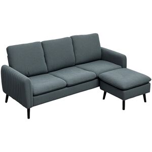 Homcom 3 Seater Corner Sofa Couch Settee With Chaise Lounge, Charcoal Grey Homcom 3 Seater Corner Sofa Couch Settee With Chaise Lounge, Charcoal Grey