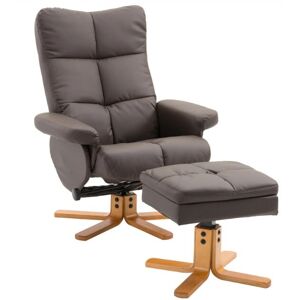 Homcom Pu Leather Swivel Recliner Chair W/ Footstool Wooden Base And Storage Seat Brown Homcom Pu Leather Swivel Recliner Chair W/ Footstool Wooden Base And Storage Seat Brown