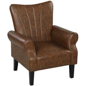 Homcom Upholstered Modern Accent Chair, Armchair With Wood Legs, Brown Homcom Upholstered Modern Accent Chair, Armchair With Wood Legs, Brown