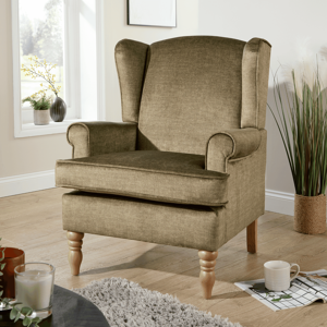 Home Source Helena Wingback Armchair Accent Chair Upholstered Occasional Sofa Wooden Leg Home Source Helena Wingback Armchair Accent Chair Upholstered Occasional Sofa Wooden Leg