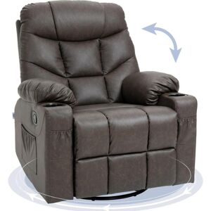 Homcom Manual Recliner Chair With Footrest Cup Holder Swivel Base Seat Brown New Homcom Manual Recliner Chair With Footrest Cup Holder Swivel Base Seat Brown New