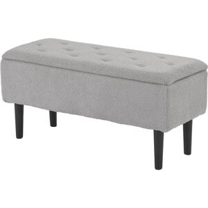 Homcom 15" Ottoman Storage Box With Wooden Legs And 57l Storage Capacity, Grey Homcom 15" Ottoman Storage Box With Wooden Legs And 57l Storage Capacity, Grey