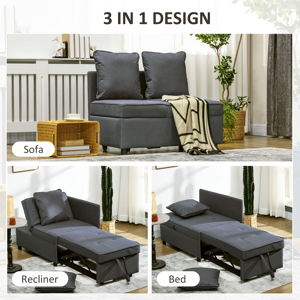 Homcom Folding Sleeper Sofa Bed Chair With Pillows, Pocket, Grey Homcom Folding Sleeper Sofa Bed Chair With Pillows, Pocket, Grey
