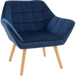 Homcom Luxe Velvet-Feel Accent Chair W/ Wide Arms Slanted Back Wood Legs Blue Homcom Luxe Velvet-Feel Accent Chair W/ Wide Arms Slanted Back Wood Legs Blue