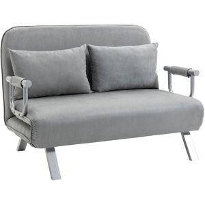 Homcom Fabric Convertible 2 Seater Sofa Bed W/ 2 Pillows, Light Grey Homcom Fabric Convertible 2 Seater Sofa Bed W/ 2 Pillows, Light Grey