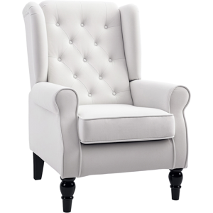 Homcom Accent Armchair Retro Tufted Club Chair, Wood Frame, Cream White, 160 Kg Homcom Accent Armchair Retro Tufted Club Chair, Wood Frame, Cream White, 160 Kg