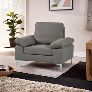 Kosy Koala Modern Grey Fabric One Seater Sofa With Chrome Feet For Living Room, Bedroom Kosy Koala Modern Grey Fabric One Seater Sofa With Chrome Feet For Living Room, Bedroom