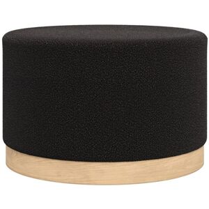 Lpd Lara Black Boucle Pouffe - Large Multipurpose Design With Blonde Oak Base Lpd Lara Black Boucle Pouffe - Large Multipurpose Design With Blonde Oak Base