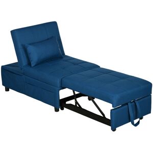 Homcom Folding Sofa Bed Adjustable Single Sleeper W/ Pillow Side Pocket - Blue Homcom Folding Sofa Bed Adjustable Single Sleeper W/ Pillow Side Pocket - Blue