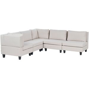 Beliani Modular Corner Sofa 5 Seater Beige - Modern L-shaped Seat Beliani Modular Corner Sofa 5 Seater Beige - Modern L-shaped Seat