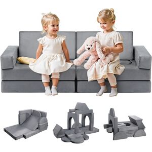 Vevor Modular Kids Play Couch Sectional Toddler Sofa With Armrests 14 Pcs Gray Vevor Modular Kids Play Couch Sectional Toddler Sofa With Armrests 14 Pcs Gray