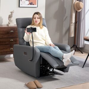 Homcom Electric Recliner Armchair With Phone Holder, Usb, Reclining Chair, Grey Homcom Electric Recliner Armchair With Phone Holder, Usb, Reclining Chair, Grey