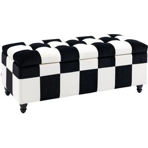Homcom 114x47x47cm Velvet Storage Ottoman Button-Tufted Footstool Box Footrest Homcom 114x47x47cm Velvet Storage Ottoman Button-Tufted Footstool Box Footrest