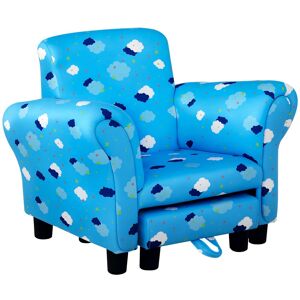 Homcom Kids Armchair Toddler Sofa Seat Set With Footrest Padding Couch Blue Homcom Kids Armchair Toddler Sofa Seat Set With Footrest Padding Couch Blue