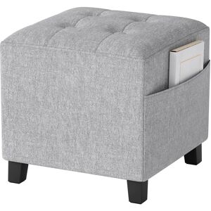 Homcom Small Footstool Square Ottoman With Padded Seat, Light Grey Homcom Small Footstool Square Ottoman With Padded Seat, Light Grey