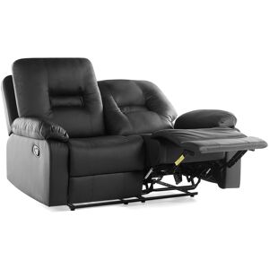 Beliani 2 Seater Faux Leather Manual Recliner Sofa Black Bergen Beliani 2 Seater Faux Leather Manual Recliner Sofa Black Bergen