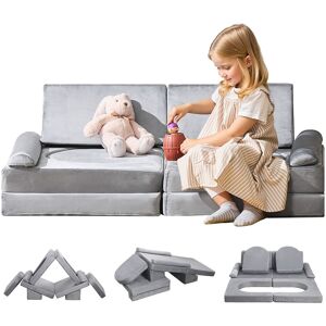 Vevor Modular Kids Play Couch Sectional Toddler Sofa With Armrests 10 Pcs Gray Vevor Modular Kids Play Couch Sectional Toddler Sofa With Armrests 10 Pcs Gray