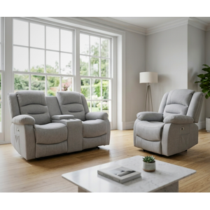Recliner Grey Suede Power Reclining Sofa Set 2+1 Seater Saxon, Cupholders, Wireless, Usb Recliner Grey Suede Power Reclining Sofa Set 2+1 Seater Saxon, Cupholders, Wireless, Usb