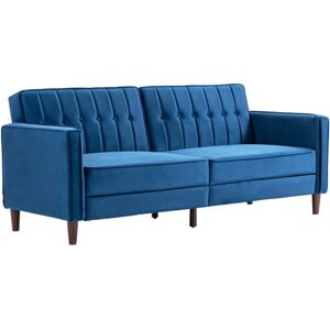 Homcom Convertible Sofa Futon Velvet-Touch Tufted Couch Comfort Seat Bed Blue Homcom Convertible Sofa Futon Velvet-Touch Tufted Couch Comfort Seat Bed Blue