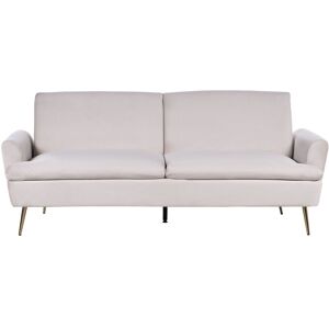 Beliani Sofa Bed - 3 Seater Velvet Convertible with Gold Legs Beliani Sofa Bed - 3 Seater Velvet Convertible with Gold Legs