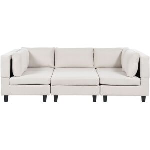 Beliani Light Beige Modular Sofa U-Shaped 5 Seater with Ottoman - Sofa Beliani Light Beige Modular Sofa U-Shaped 5 Seater with Ottoman - Sofa