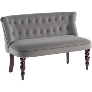 Homcom Velvet-Feel Two-Seat Lounger Sofa With Wood Frame, Charcoal Grey Homcom Velvet-Feel Two-Seat Lounger Sofa With Wood Frame, Charcoal Grey