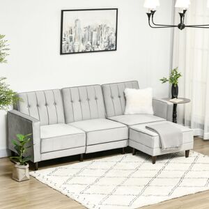 Homcom Corner Sofa Bed Reversible Sectional Sofa Set Velvet-Touch Sleeper Futon Homcom Corner Sofa Bed Reversible Sectional Sofa Set Velvet-Touch Sleeper Futon