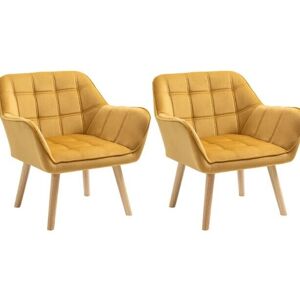 Homcom Modern Armchair Chair Accent Chair With Arms Wood Legs Set Of 2 Yellow Homcom Modern Armchair Chair Accent Chair With Arms Wood Legs Set Of 2 Yellow