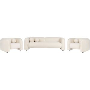 Beliani 5 Seater Velvet Living Room Set Off-White Leiren Beliani 5 Seater Velvet Living Room Set Off-White Leiren