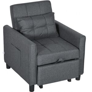 Homcom Pull Out Chair Bed Sleeper Seat With Pillow Side Pockets Linen Look Grey Homcom Pull Out Chair Bed Sleeper Seat With Pillow Side Pockets Linen Look Grey