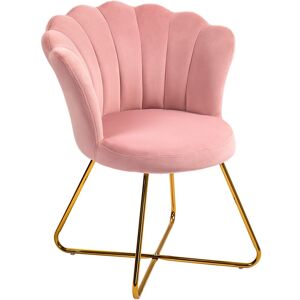 Homcom Accent Chair, Velvet Armchair With Lotus Backrest, Steel Legs, Pink Homcom Accent Chair, Velvet Armchair With Lotus Backrest, Steel Legs, Pink