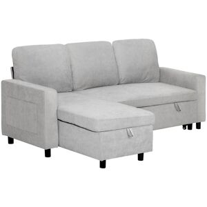Homcom Pull Out Sofa Bed L Shape Corner Sofa W/ Reversible Chaise Light Grey New Homcom Pull Out Sofa Bed L Shape Corner Sofa W/ Reversible Chaise Light Grey New