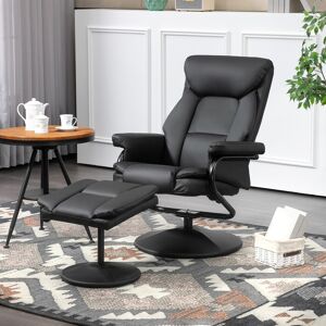 Homcom Swivel Recliner Chair With Footstool For Living Room, Bedroom, Black Homcom Swivel Recliner Chair With Footstool For Living Room, Bedroom, Black